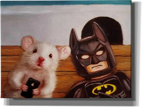 Vista 9 de Epic Graffiti 'Selfie with Superhero' de Lucia Heffernan, arte de pared en lienzo, 16 x 12 pulgadas