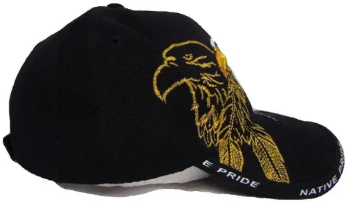 Vista 5 de mws Native American Eagle Indian Native Pride Shadow Gorra de bola negra bordada 3D