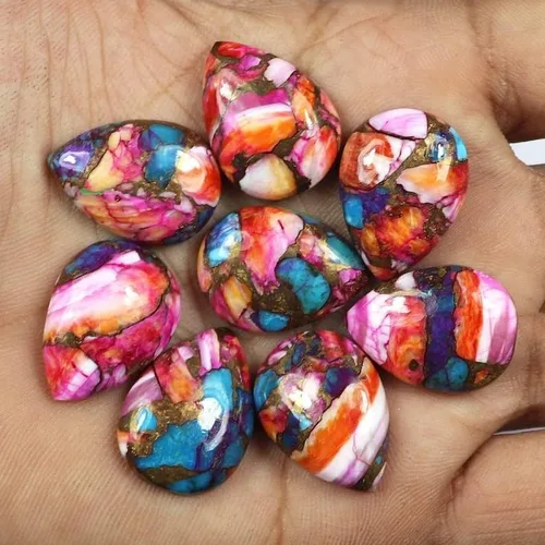 Vista 3 de Rosa Cobre Turquesa Mohave Turquoise Cabujón Rosa Oyster Cobre Turquesa