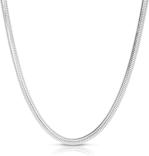 Vista 19 de Plata de ley 0.079 in (2 mm), 0.098 in (2.5 mm), 0.118 in (3 mm), 0.157 in (4 mm), 0.197 in (5 mm), cadena de serpiente redonda, collar de cadena