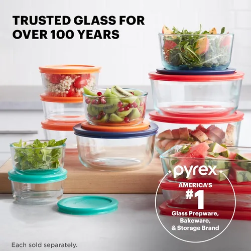 Vista 6 de Pyrex Simply Store - Recipiente de cristal para almacenamiento de alimentos, tapas de plástico sin BPA y no tóxicas de ajuste perfecto, apto