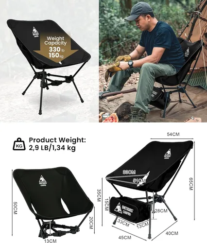 Vista 3 de ONETIGRIS Tigerblade - Silla de camping, ligera, plegable, silla de senderismo, compacta, portátil, capacidad de 330 libras