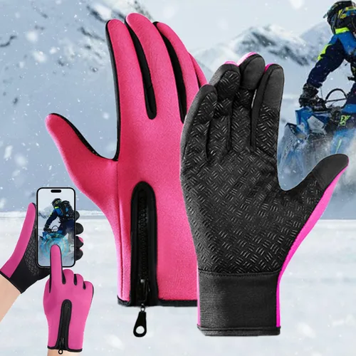 Vista 9 de Guantes de ciclismo de invierno para hombres y mujeres, impermeables, térmicos, agarre antideslizante para montar y actividades en clima frío