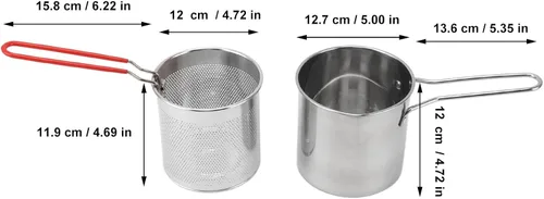 Vista 5 de Olla de mano, sartén de acero inoxidable 304, sartén para el hogar, olla multifuncional para freír, sartén frita para cocina, papas fritas y pollo