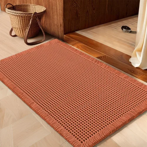 Vista 54 de IM HOME Tapete de baño de punto gofre, color caqui, de 24 x 17 pulgadas, tejido bohemio, moderno, absorbente, antideslizante, suave, lavable