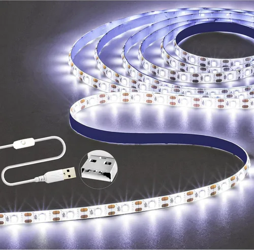 Vista 7 de Tira de luces LED de 5V USB 9.84 pies, 3500K blanco cálido, tira de luces LED flexible impermeable de SMD2835 con 180 LEDs, regulable, luz de tira