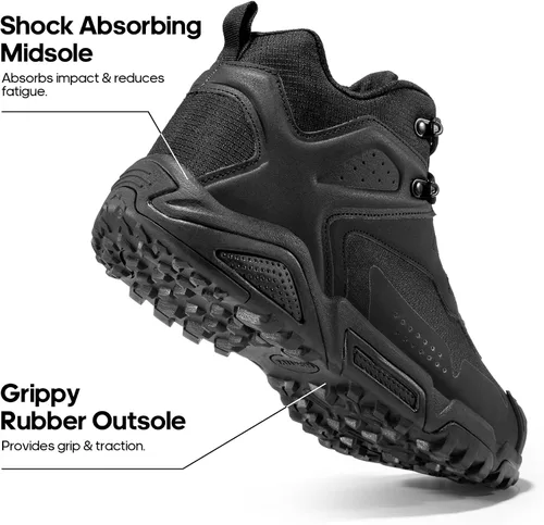 Vista 3 de NORTIV 8 Botas de senderismo impermeables para hombre, ligeras, a medio tobillo, botas de senderismo para exteriores