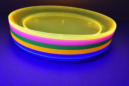 Vista 4 de DIRECTGLOW LLC Platos de fiesta reactivos Blacklight (20, 10.25 pulgadas)