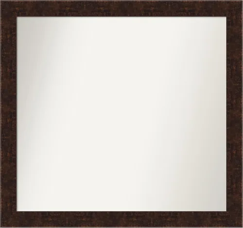 Vista 281 de Amanti Art Espejo de baño de bronce para sobre fregadero, 24 x 24 pulgadas, espejo de tocador cuadrado estrecho de bronce Manhattan, marco de madera