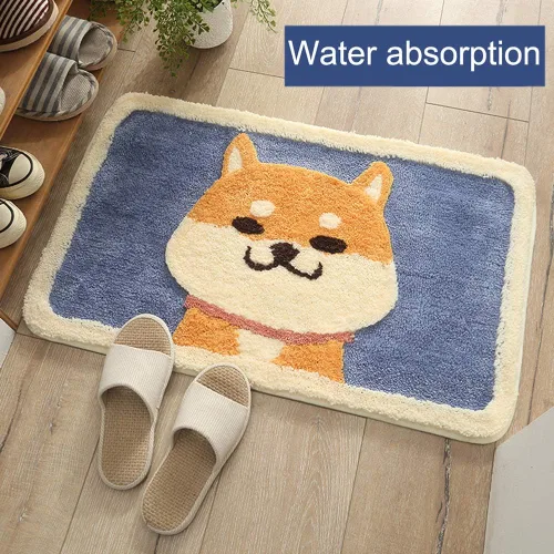 Vista 8 de Ankah Dog Series - Alfombra de baño de la colección de animales Shiba y Corgi, felpa suave y peluda, antideslizante, altamente absorbente, lavable a