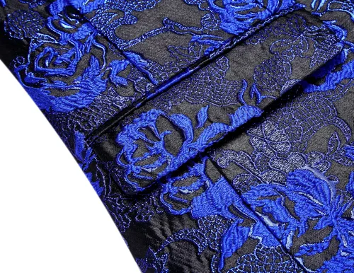 Vista 5 de COOFANDY Chaqueta de esmoquin floral para hombre, chaqueta de traje con bordado de rosas, para boda, baile de graduación, cena y fiesta