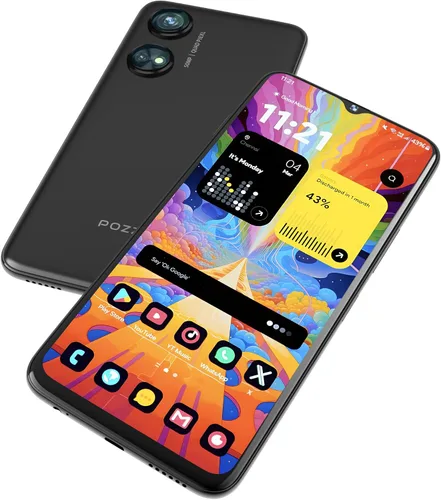 Vista 5 de POZZI Pantalla Turbo HD+ de 6.79 pulgadas 128 GB + 6 GB de RAM Smartphone desbloqueado 4G LTE Android 14 Procesador Octa Core Cámara