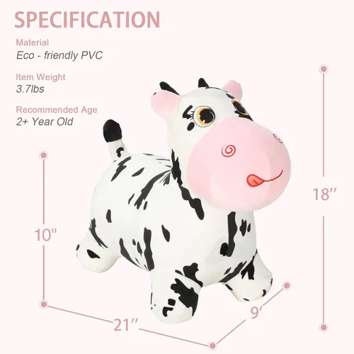 Vista 2 de INPANY Juguetes Saltarines de Vaca Animales de Granja para Regalos de Niña de 2 Años, Caballo Saltarín Inflable de Peluche para Niños, Montable Toro