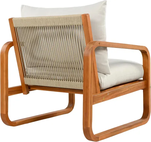 Vista 10 de Christopher Knight Home Coddy - Juego de muebles de patio de 4 plazas con mesa auxiliar, juego de conversación de madera de acacia para exteriores