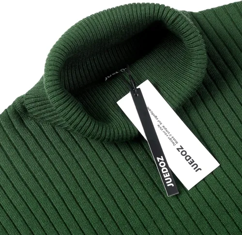 Vista 4 de Suéter de cuello alto para hombre, ajuste delgado, suave, de punto básico, suéter