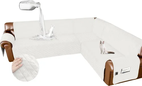 Vista 14 de Arfntevss - Fundas impermeables para sofá seccional en forma de L, funda lavable de terciopelo para sofá, juego de protectores de esquina