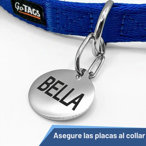 Vista 4 de Broche rápido con etiqueta de identificación de mascota – Acero inoxidable. Etiqueta de identificación duradera y resistente, conector para cierre