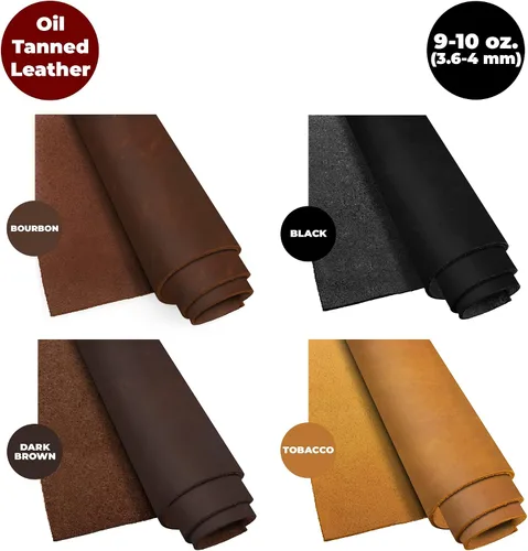 Vista 7 de ELW Piel de vacuno marrón bourbon 9-10 oz (0.91-1.02 cm) de espesor, piel de ternera precortada de grano completo para herramientas, fundas, fundas