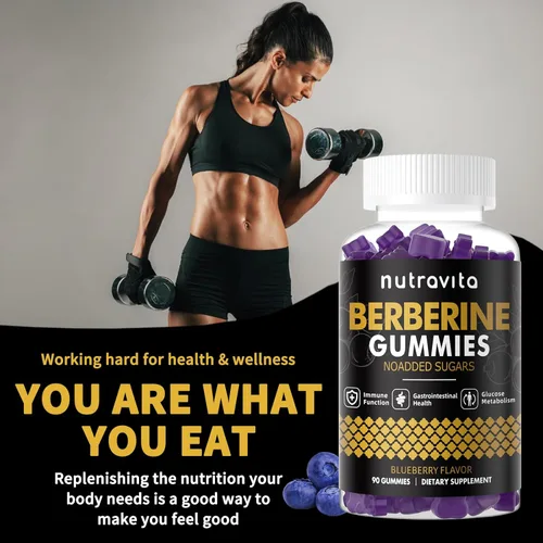 Vista 7 de Nutravita Gomitas de berberina con canela de Ceilán, 1500 mg de berberina de alta potencia, suplemento para apoyo inmunológico y metabolismo