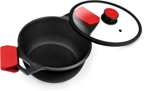 Vista 9 de BRA COOKWARE Infinity - Cacerola antiadherente con tapa de vidrio, olla de 6.3 pulgadas y 1.2 cuartos de galón de profundidad, olla de sopa sin