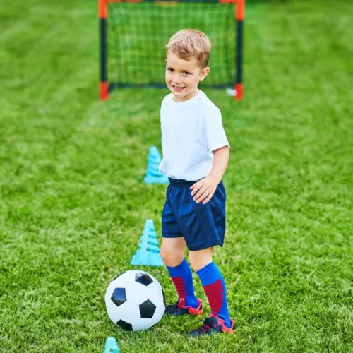 Vista 5 de Balón de fútbol tamaño 2, 3, 4, 5 con aguja de bomba, clásico, blanco, negro, más grueso, poliuretano, tejido apretado, adecuado para jóvenes, liga