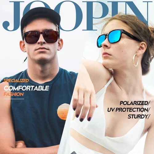 Vista 3 de Joopin Lentes de sol polarizados grandes y cuadrados para hombres, lentes de sol grandes de moda para mujer, protección UV, lentes de sol unisex