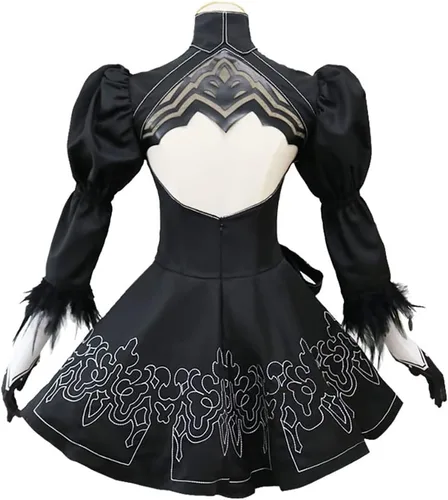 Vista 3 de NieR: Vestido de autómatas YoRHa No. 2 Tipo B Cosplay disfraz 2B traje Halloween Navidad uniforme con peluca