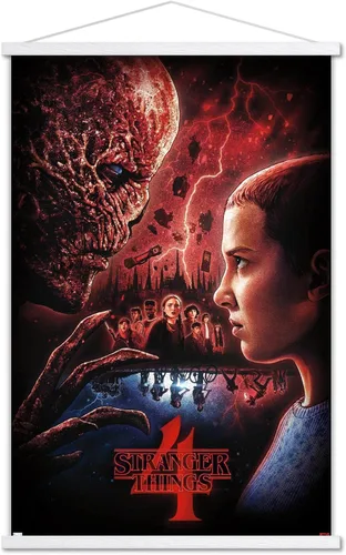 Vista 8 de Netflix Stranger Things: Season 4 - Póster de pared con marco magnético Juego de perchas de madera de haya y impresión de alta calidad