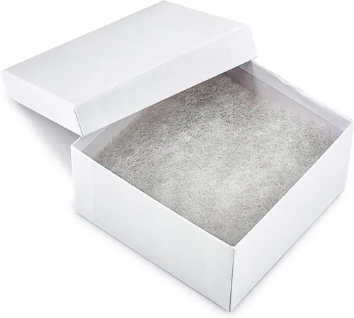Vista 13 de TheDisplayGuys - Paquete de 25 cajas de cartón rellenas de algodón #10 para joyas, color blanco mate (1.9 x 1.3 x 0.7 pulgadas), para envío