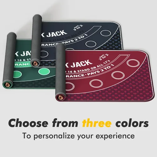 Vista 8 de Blackjack Mat 70" x 35" Blackjack Mat 21 Black Jack Mat Negro