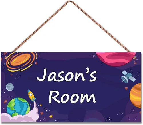 Vista 16 de Letrero de astronauta personalizado con nombre, decoración artística para pared, exquisitos letreros decorativos para habitación de niños, cuarto
