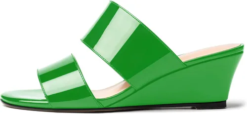 Vista 2 de WAYDERNS Sandalias de cuña de tacón bajo de dos piezas para mujer, con puntera abierta, de 2 pulgadas
