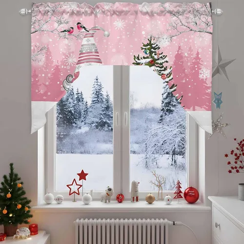 Vista 11 de Feliz Navidad, cenefa con cenefa con dobladillo para barra, paneles de cortina para dormitorio, sala de estar, baño, cafetería, ventanas, flores