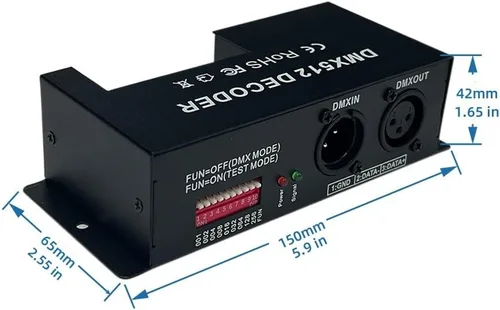 Vista 4 de GIDERWEL - Decodificador DMX de 4 canales RGBW PWM DMX512 controlador de atenuación RGBW controlador de tira de luz LED DMX Entrada 12V-24V DC