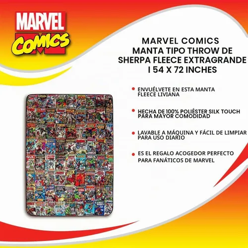 Vista 6 de Marvel Comics Manta de forro polar de gran tamaño con Spider-Man, Capitán América, Pantera Negra, más Decoración del hogar Geek de superhéroes