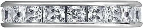 Vista 7 de Tienda Collection Platinum-Plated Sterling Silver Infinite Elements Cubic Zirconia Channel Princess-Cut All-Around Band Ring