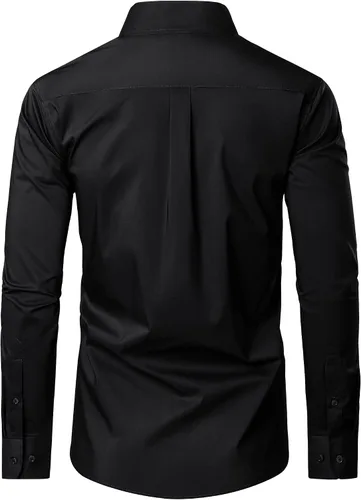 Vista 4 de Camisas de vestir para hombre, camisas de vestir de manga larga para hombre, camisa de algodón con botones, camisas de vestir regulares grandes