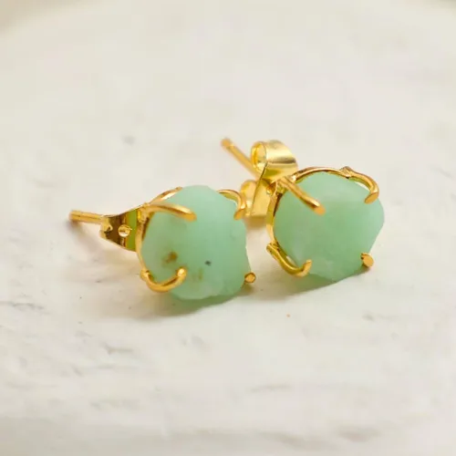 Vista 92 de Gempires Natural Raw Prong Setting Stud Earrings, 8-10 mm Crystals Earring, Handmade Jewelry, Gift for Her