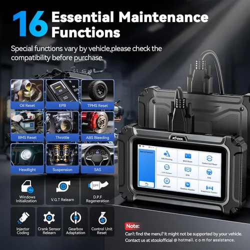 Vista 10 de XTOOL D5S OBD2 escáner, 16 reinicios, herramienta de escaneo de transmisión ABS SRS del motor Car Scanner for EPB/Throttle/Crank Sensor Relearn