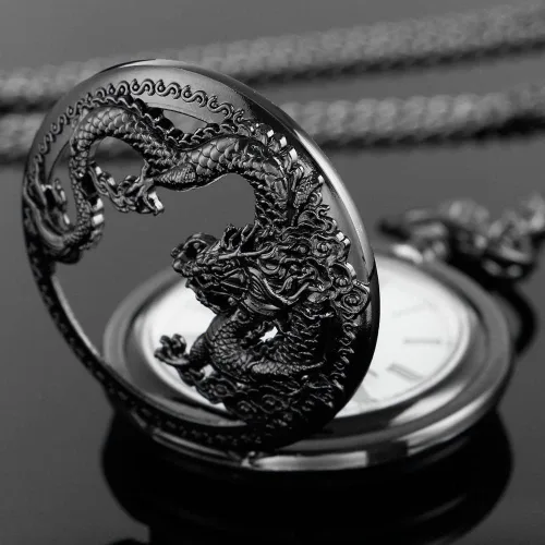 Vista 3 de Alwesam Engraved Pattern Design Quartz Pocket Watch RomanArabic Numerals for Birthdays Xmas Best Gifts