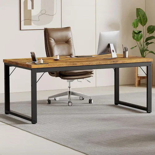 Vista 49 de Mericonia Escritorio de computadora, escritorio de juegos para espacios pequeños, mesa moderna de estilo simple para oficina en casa, mesa de Negro