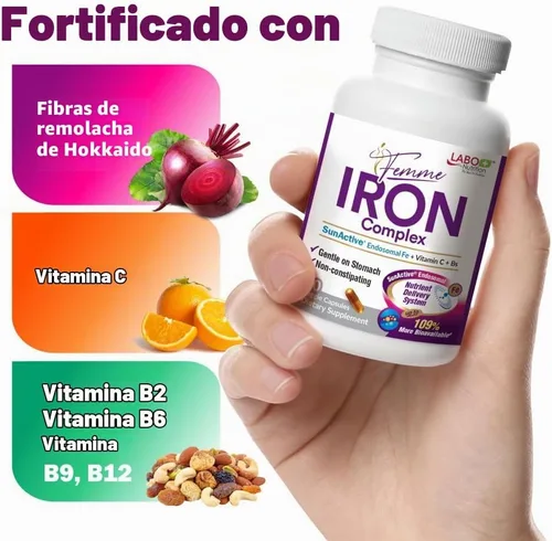 Vista 4 de LABO Nutrition Femme Iron - Sin sabor metálico, sin estreñimiento, 90