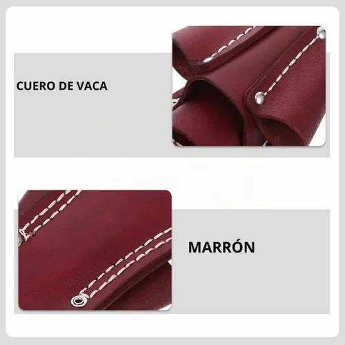 Vista 6 de DOITOOL 1 bolsa de herramientas de cuero para electricista, pequeña bolsa de bolsillo para herramientas con 4 bolsillos para cinturón, bolsa