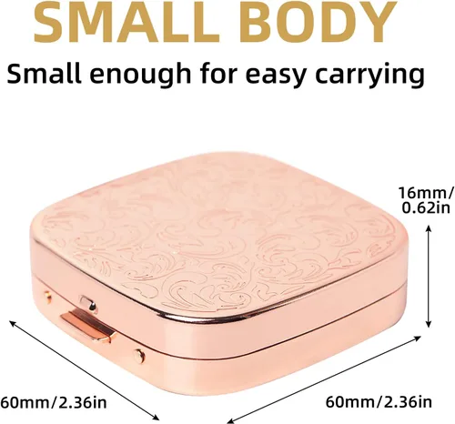 Vista 4 de Simple Metal Portátil Mini Caja de Medicina Caja de Almacenamiento (3 Compartimentos Rosa)
