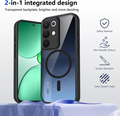 Vista 472 de Funda magnética transparente compatible con Xiaomi 17T, color negro 2 en 1 PC + TPU cubierta de teléfono a prueba de golpes, carcasa protectora