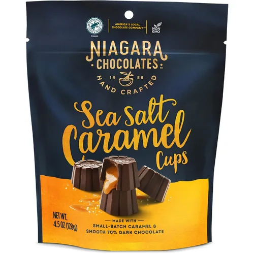 Vista 19 de Niagara Chocolates Tazas de mantequilla de maní de chocolate con leche, paquete de 4 bolsas de pie (4.5 onzas), sin OMG, chocolate premium, hechas a
