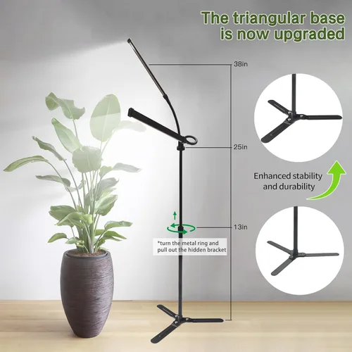 Vista 9 de Luces de cultivo profesionales para plantas de interior, espectro completo 2026 Upgrade,162 LEDs, Height Adjustable 13-38", 3 Spectrum Modes,10