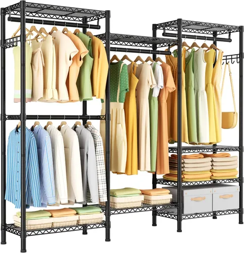 Vista 18 de Golpart Perchero resistente con estantes ajustables para ropa Negro