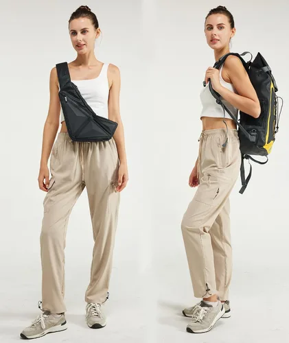 Vista 4 de Women's Hiking Pants Quick Dry Lightweight Water Resistant Cargo Pants Elastic Waist Cargo Athletic Pants for All Seasons