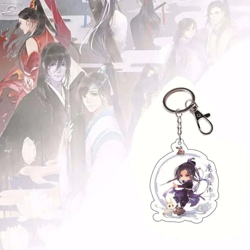 Vista 3 de Mo Dao Zu Shi Llavero acrílico Wei Wuxian Lan WangJi Figura de dibujos animados Chen Qing Ling Llavero de gran maestro de bolso demoníaco llavero